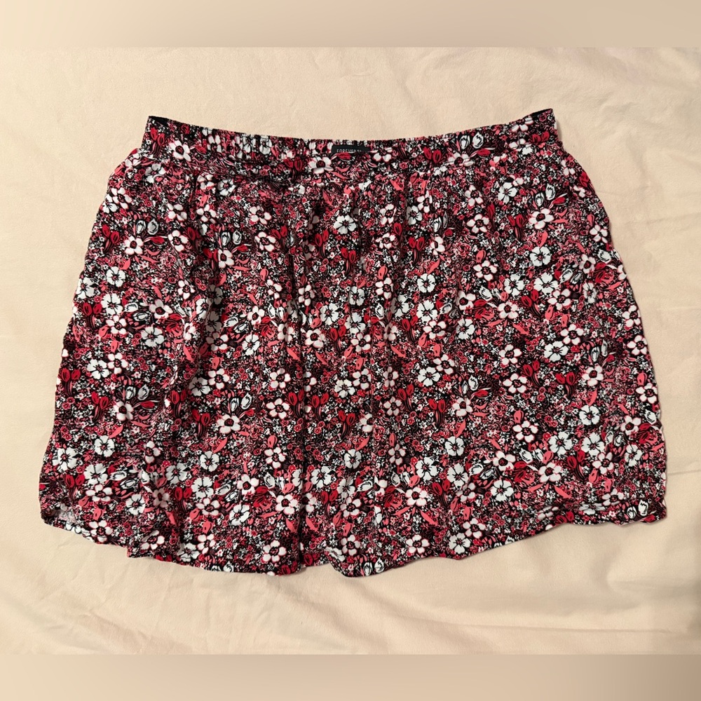 Forever 21 Floral Athletic Shorts - Red and Black